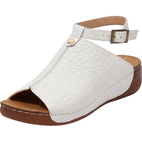 Sandalias de verano de punta abierta para mujer - Sandalias planas informales y cómodas con tacón inclinado - Sandalias planas para mujer (1/5)