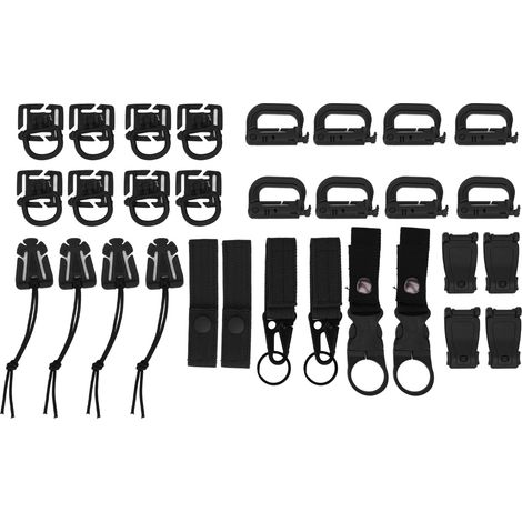 30 Pièces Accessoires Molle Boucle D Attache Sac à Dos Bande Nylon pour Randonnée Camping Voyage Noir (1/5)
