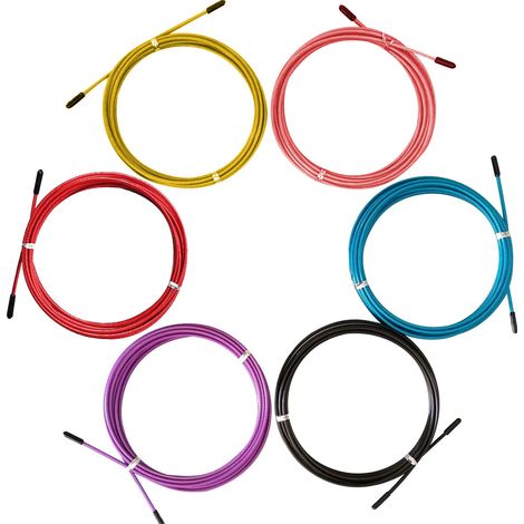 Juego de 6 cables, de acero inoxidable y nailon, de 2,5 mm, para cuerda de salto de alta velocidad. (1/5)