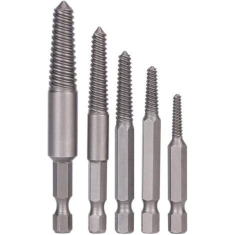 Outil d'extraction de vis Screw en 5 pièces, avec foret à six pans creux et embouts fins pour vis cassées et endommagées. (1/5)