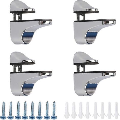Lot de 4 supports d'étagère en verre, supports d'étagère à pince bec de canard, supports d'étagère réglables pour bois/verre de 2 à 23 mm d'épaisseur. (1/5)