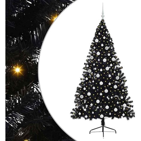 Árbol de Navidad Artificial Preiluminado Negro 180 cm PVC vidaXL