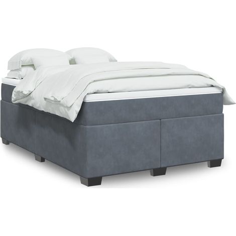 Boxspringbett mit Matratze Dunkelgrau 160x200 cm Samt