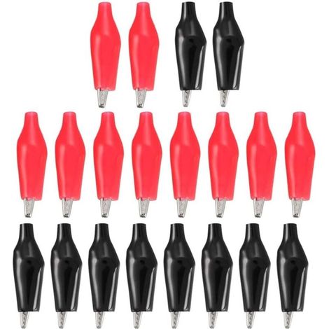 Confezione da 20 morsetti a coccodrillo isolati, cavi di avviamento per auto, morsetti a coccodrillo in rame per test elettrici (rossi e neri) - AquaForge (1/4)