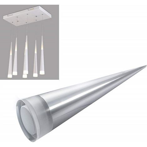 TrAdE Shop Traesio - Lampadario Lampada 6 Pendenti Conico Allungato Acciaio Soffitto Luce Led Applique Design -