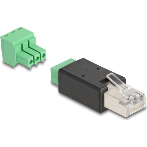 Delock Adaptador RJ45 macho a bloque de terminales 3 pines 2 piezas
