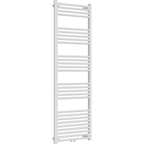 Radiateur sèche-serviettes chauffage salle de bain acier 160 x 60 cm blanc (1/5)