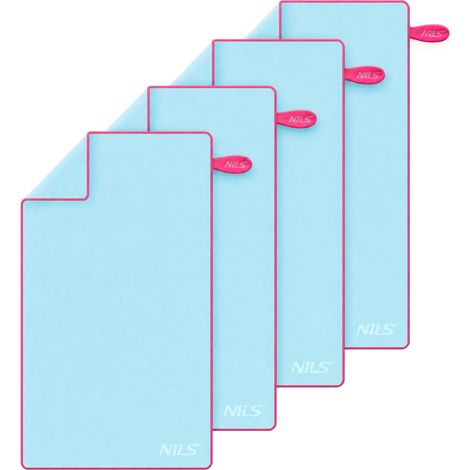 Asciugamano in microfibra, blu-rosa, 200x90 cm, confezione da 4 (1/5)