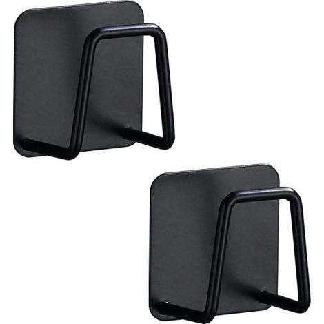 2 soportes para esponja (negro), gancho para esponja para lavavajillas de acero inoxidable 304, almacenamiento de bolas de acero para fregadero sin orificio adhesivo y escurridor (1/4)