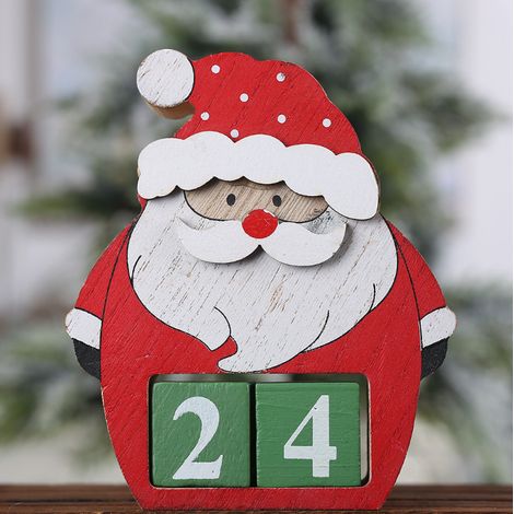 Calendrier de l'Avent de Noël en bois Calendrier du compte à rebours des rennes Calendrier perpétuel Décorations de table de Noël Décorations de fête du Père Noël (1/2)