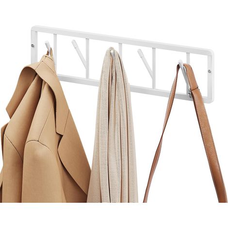 WOLTU 1x Wall Mounted Coat Rack W/5 Rotatable Hooks, Metal Wall Hook Wall Mounted Coat Rack Hooks for Hanging Coats Scarves, Handbags and More, for Kitchen, Bathroom, White