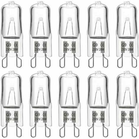 G9 Halogenlampe, 28 W, 230 V, 370 lm, 2700 K warmweiß, dimmbar, G9-Kapsellampen, für Kronleuchter, Gartenbeleuchtung, Wandleuchten, Schrankbeleuchtung, 10er-Packung (1/5)