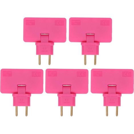 5 Pieces 110 to 250V 10A 1500W EU Wireless Plug Converters 180 Degree Extension 1 to 3 EU Plug Adapter (Rose Red) (1/5)