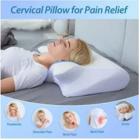 Oreiller cervical en mousse à mémoire de forme, oreiller cervical ergonomique, deux en un pour les douleurs cervicales (1 pièce) (1/4)