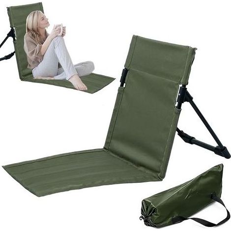 Bodenkissen, Strandstuhl 38 x 39,5 cm, Bodenstuhl, Meditationsstuhl, faltbarer Campingstuhl, Strandmatte mit Rückenlehne, für Outdoor-Aktivitäten wie Picknicks, Konzerte und Angeln (1/5)