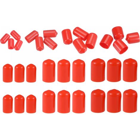 Rond Extrémité Capuchons Caoutchouc Couvercle 40Pcs 7mm 10mm 12mm 20mm Rouge Vis Protecteur pour Vis Boulon Tuyau (1/5)
