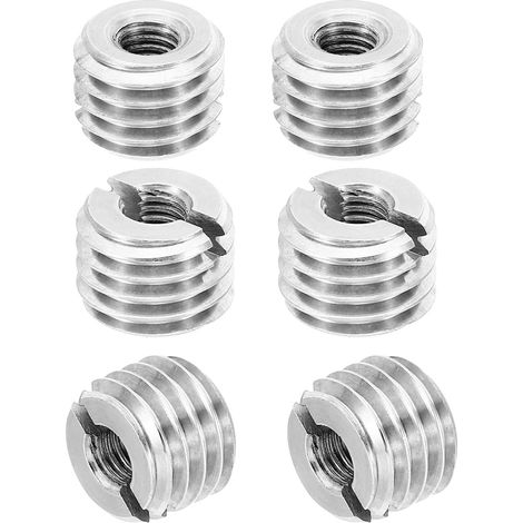 Insert Fileté Métal Manchon Réducteur d'Écrou, M14x M6x10mm 6 Pcs (1/5)