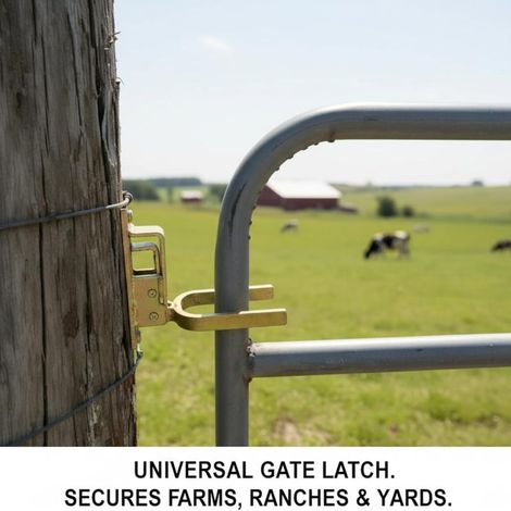 Loquet de portail agricole à verrouillage instantané, robuste et facile à utiliser d'une seule main, pour portails en bois, métal et tuyaux, adaptés aux fermes, ranchs et jardins. (1/3)