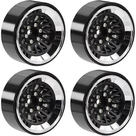 Roues beadlock en aluminium de 1,3 pouce (noires) compatibles avec les voitures RC crawler Traxxas TRX4M 1/18 et SCX24 FMS24 1/24. (1/5)