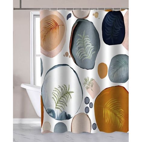 Rideau de douche 180x180cm, polyester, bulles/fougères (1/2)