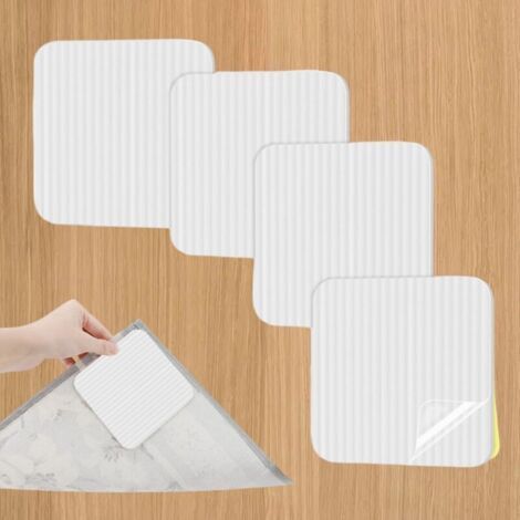 Autocollant Anti-Dérapant Tapis - 4 pièces, Autocollant Anti-Dérapant Tapis Blanc 10x10cm - Découpable (1/5)