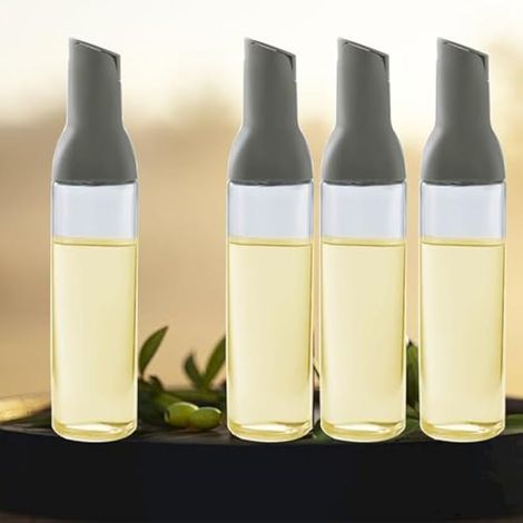 Lot de 4 distributeurs d'huile d'olive de 500 ml pour la cuisine - Distributeur d'huile d'olive à rabat automatique - Large ouverture - Facile à remplir et à nettoyer - Distributeur d'huile en (1/5)