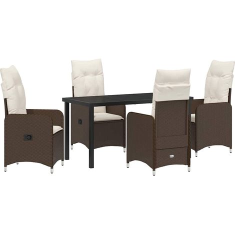 Maison Exclusive - Garten Essgruppe 5 Stk. Braun Poly-Rattan (1/5)