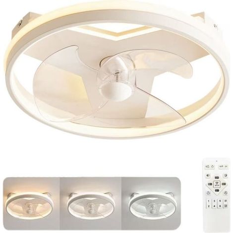 Ventilateur de plafond silencieux à LED, plafonnier moderne, 6 vitesses de ventilation, hauteur 40 cm, convient aux chambres et aux salons. (1/5)