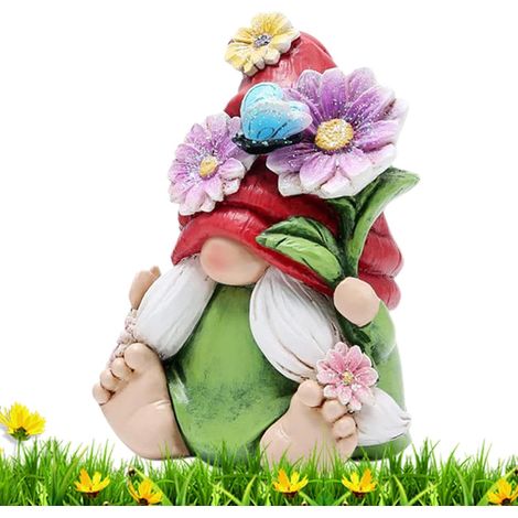 aus Kunstharz rustikal mit Blumenhut für drinnen und draußen