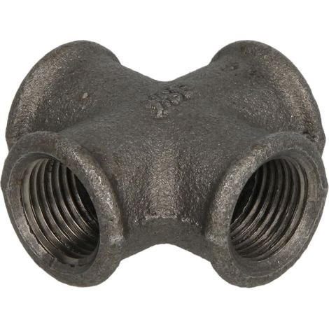 Raccord en fonte malléable noir croix 3/8'' FF/FF/FF/FF