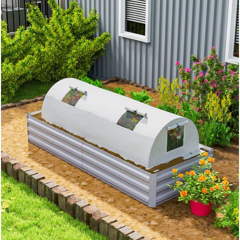 Invernadero de jardín 200 x 80 x 45 cm con ventana enrollable, blanco (1/5)