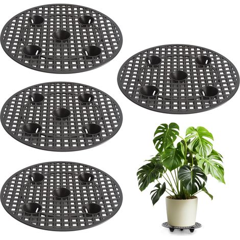 Lot de 4 dessous de pot pour plantes en pot Rond Grille de drainage Protection des racines des plantes Intérieur et extérieur 30 cm (1/4)
