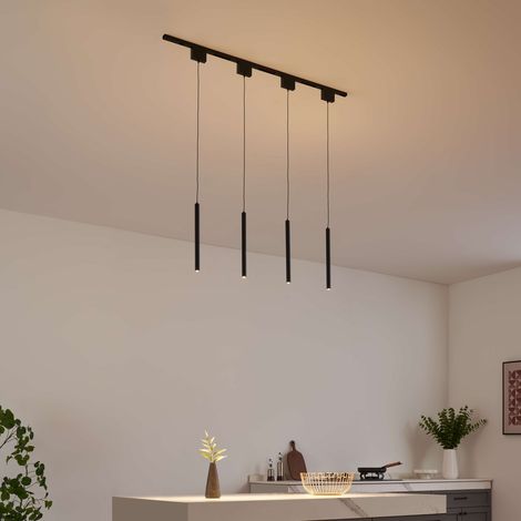 Schwarzes magnetisches Schienensystem 1m - 4 hängende LED Röhren 12W - Externer Transformator - Lyne