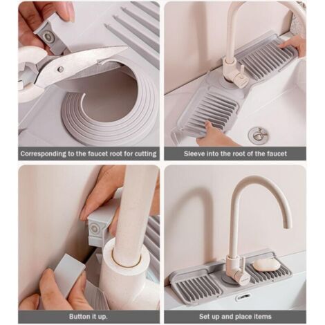 NALOOKAMIC Tampon en silicone pour robinet d'évier de cuisine, rose, 45 x 14 cm (1/3)
