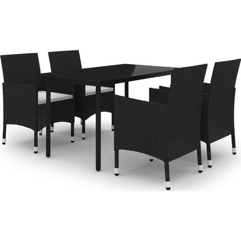 Ensemble Table et Chaise de Jardin Salon de jardin coussins 5 pcs Résine tressée Verre 32460 (1/5)