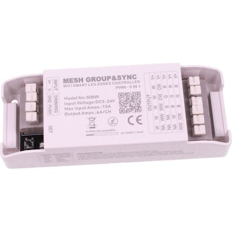 Centralina Controller Dimmer Push WIFI, RF 2.4G, 5 In 1, TUYA, Smart Life, Max 15A Tot. (6A/CH) DC5-24V 360W, per Striscia Led Mono Colore, CCT, RGB, RGBW, RGBCCT (1/3)