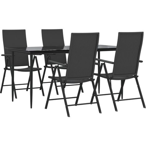 Muebles de comedor de jardín 5 piezas resina tejida negra 020014780 (1/5)