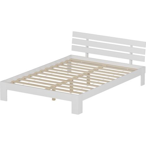 Cama de madera con cabecero 140x200cm blanco FINN