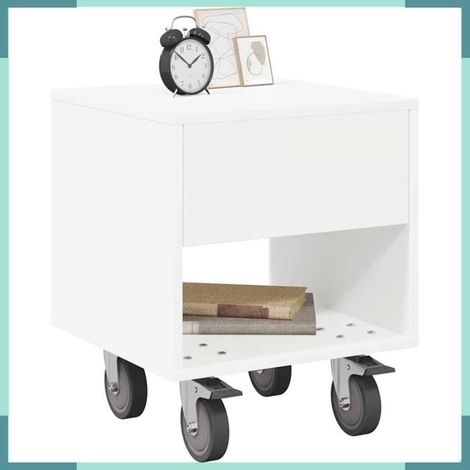 Table de chevet - 891056 - Blanc - Bois d'ingénierie - Grand espace de stockage (1/5)