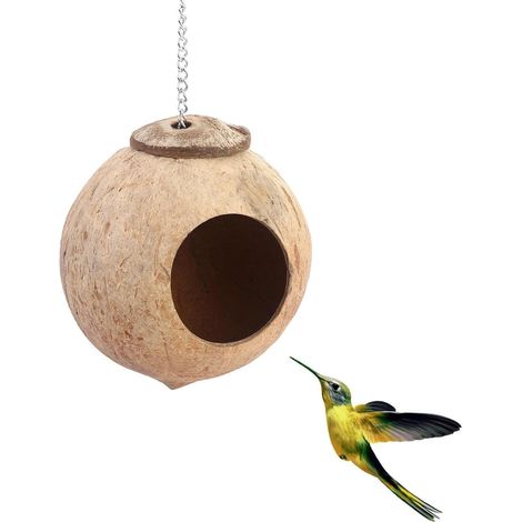 Haus/Bett/natürlicher Käfig aus Kokosnussschale für Haustiere wie Papagei, Sittich, Kanarienvogel, Fink, Taube, Hamster, Ratte, Rennmaus, Maus (1/5)
