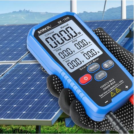 Solar MPPT Leistungstester, 2000W SK-705S PV Messgerät mit LCD Display für Photovoltaikmodule, Max DC 150V 35A, Automatische & Manuelle Leistungsmessung für Pmax, Vmp, Imp, Voc und Isc