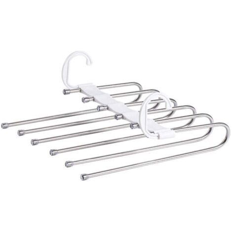 PA Cintre Multifonctionnel Blanc Pliable Multicouche Pour Pantalons Support Rangement (1/4)
