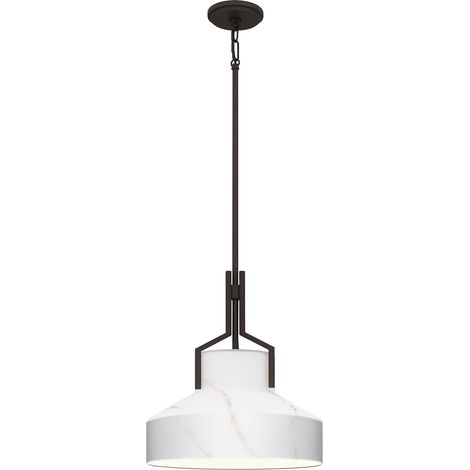 Suspension Brecken Quoizel bronze verre opale Ø37 2xE27 (1/5)
