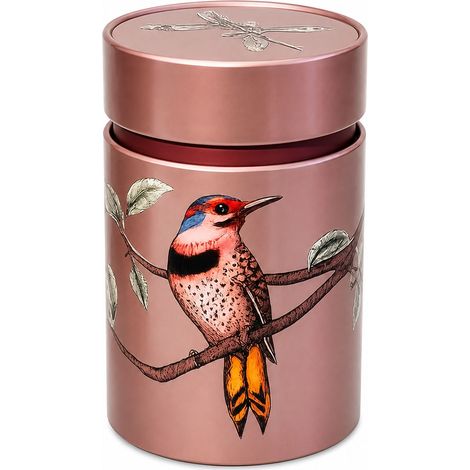 Boîte à thé oiseaux rose 150 g double couvercle (1/3)