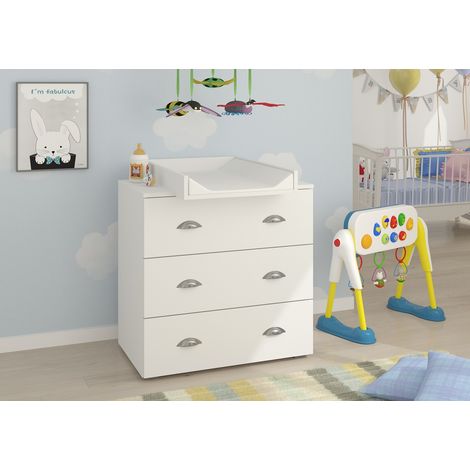 Kommode MIA 80 cm mit wickeltisch in weiß matt