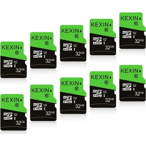 Cartes mémoire KEXIN Micro SD 32 Go, paquet de 10, vitesses de lecture/écriture MicroSD jusqu'à 90 Mo/s, U1, Micro SDXC, carte TF, adaptées aux consoles de jeux, smartphones, etc. (1/5)