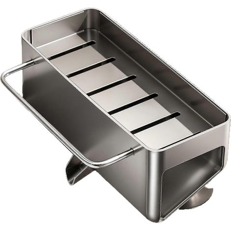 Porte-éponge évier organisateur en acier inoxydable avec ventouses égouttage rapide accessoire de cuisine antirouille (1/5)