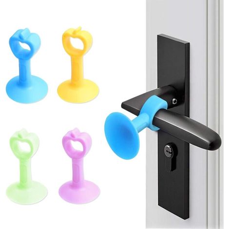 Lot 4 butées de porte antichoc silicone – protège murs contre bruits et chocs, installation simple sans colle (1/4)