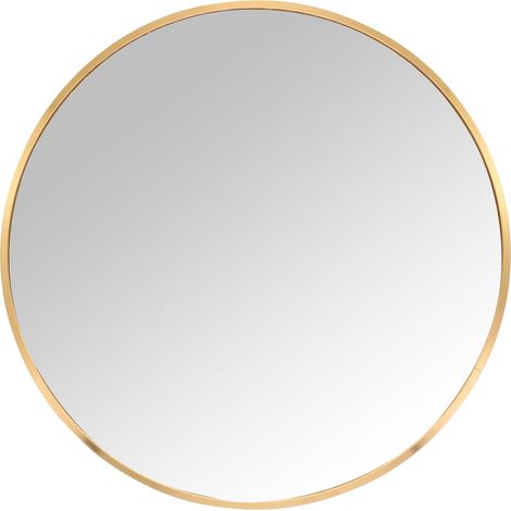 Miroir Rond, Ø 50 cm, avec Cadre, Miroir Mural pour Couloir, Salle de Bain, Salon, Couloir à Suspendre, doré (1/5)