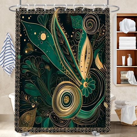 Voile de douche fluide en polyester 180x180 robuste rideau séchage rapide pour idée cadeau pour pendaison de crémaillère (1/5)